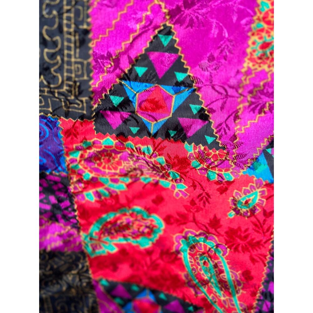 Vintage Winlar Katftan Women's One Size Colorful Satin Feel Boho Hippie Lounge - Picture 5 of 6